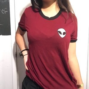 Burgundy Alien Tee